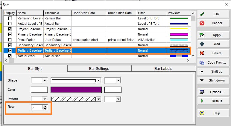 The Tertiary Baseline (labeled Third Baseline) is also displayed on Row 3, but with a different bar style to avoid confusion.