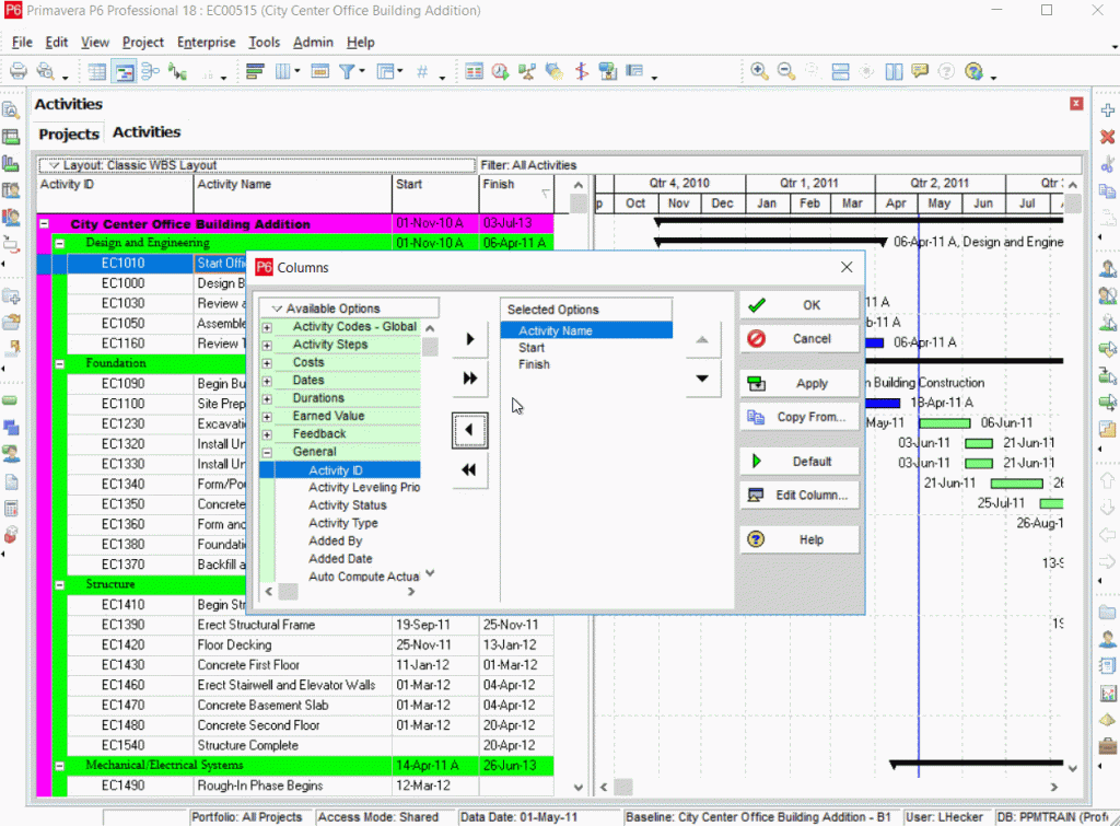 Use the up/down arrows next to the Selected list to move fields up or down