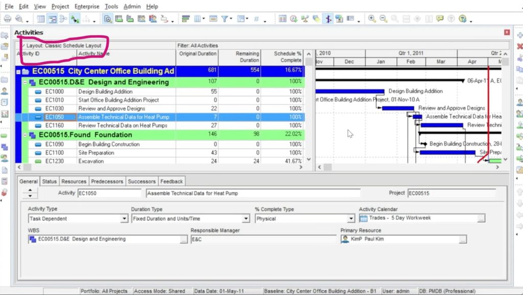 Click the Layout Options bar at the top of the view and choose Timescale from the dropdown.