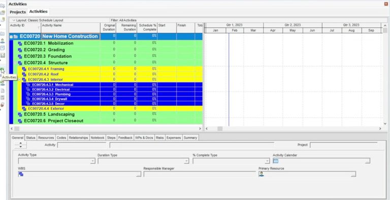 Activity Program Primavera How to Add an Activity in Primavera P6
