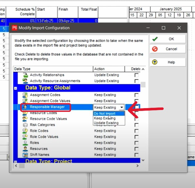 Control Responsible Manager Imports in XER Files