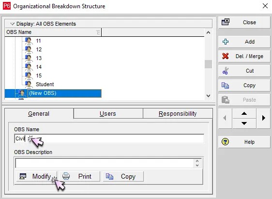General Tab: Naming and Describing the OBS Layer