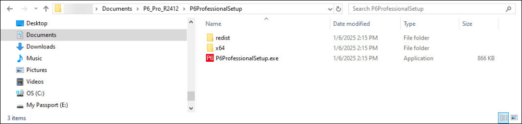 Inside the P6ProfessionalSetup folder, you’ll find P6ProfessionalSetup.exe.