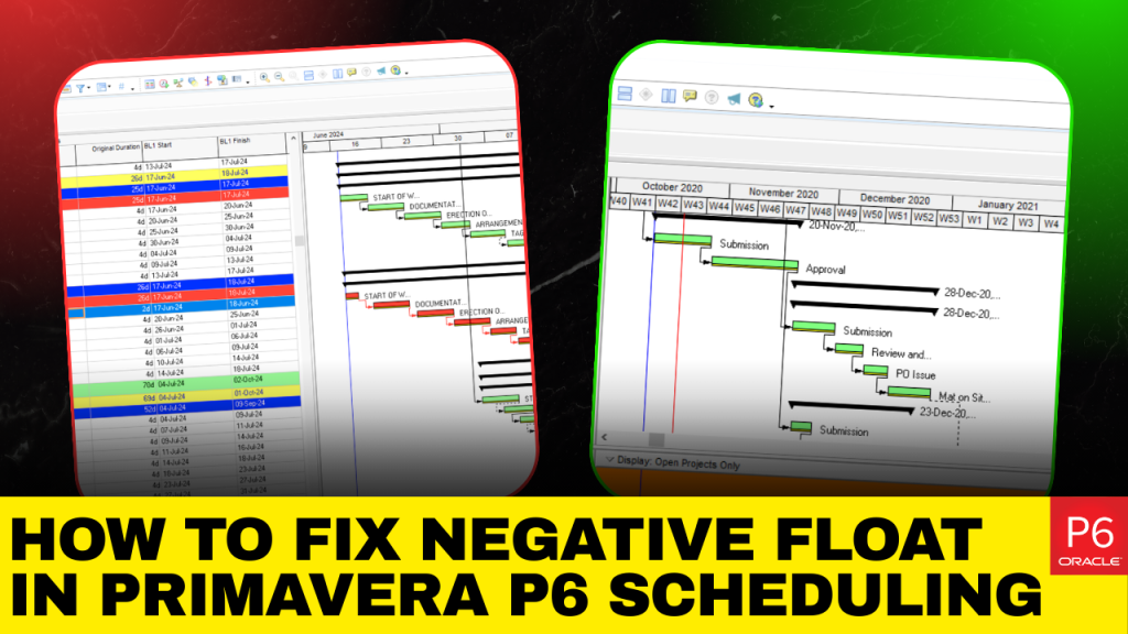 How to Fix Negative Float in Primavera P6 Scheduling